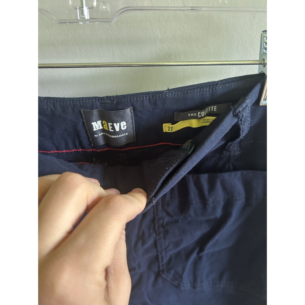 Maeve Anthropologie The Colette Wide Leg Pants Navy Blue Size 27 Utility - Picture 3 of 3